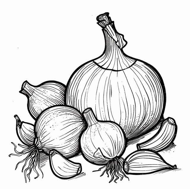 Cebolla 18 Cebolla y cebollas circundantes páginas para colorear para imprimir gratis