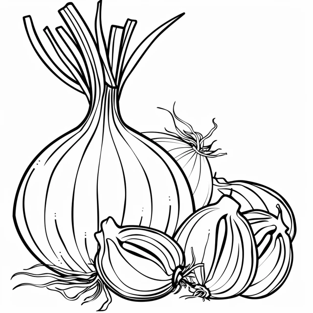 Cebolla 17 dibujos para colorear Cebolla y cebollas circundantes