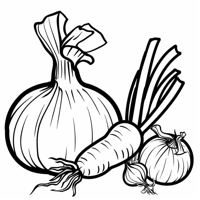 Cebolla 11 Cebolla y otras verduras páginas para colorear para imprimir gratis