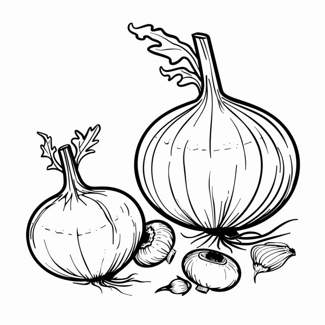 Cebolla 10 páginas para colorear para imprimir gratis Cebolla y otras verduras