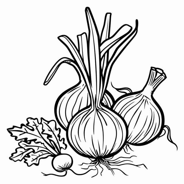 Cebolla 8 páginas para colorear para Cebolla y otras verduras