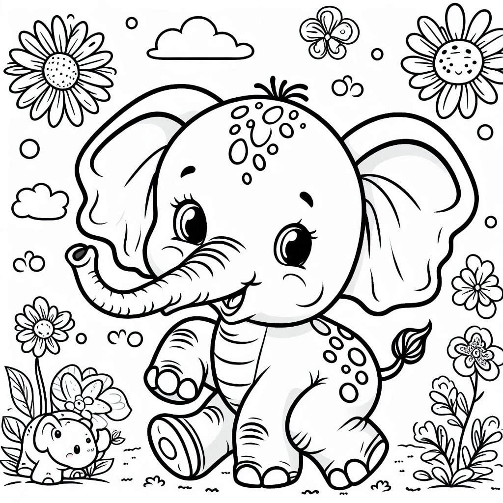 26 Elephants coloring pages: Download and Print for Free