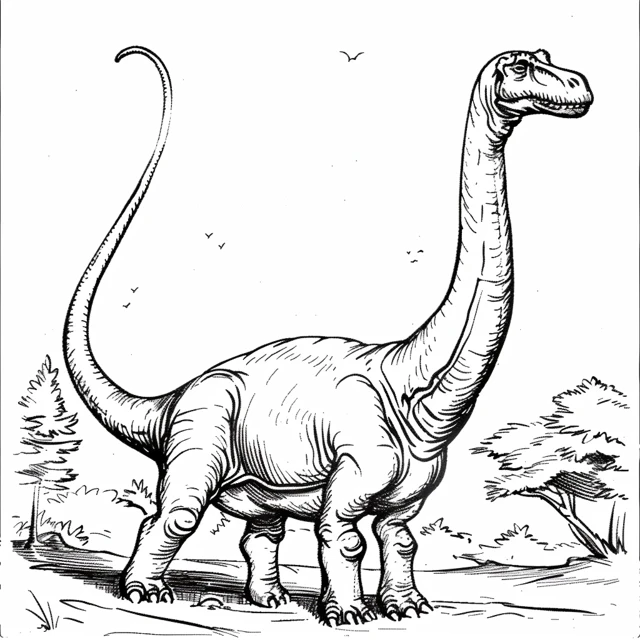Dinosaurios 14 páginas para colorear de preescolar El Cuello Largo Braquiosaurio
