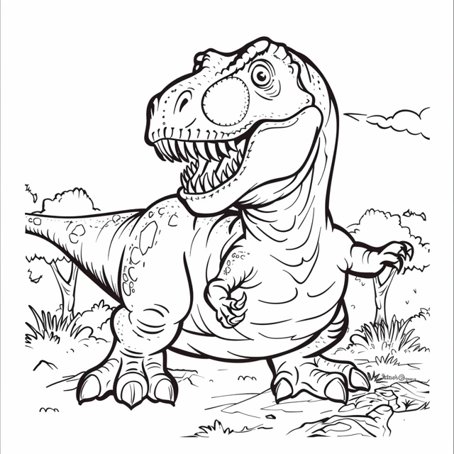 Dinosaurios 7 páginas para colorear imprimibles El Poderoso Tiranosaurio Rex para adultos
