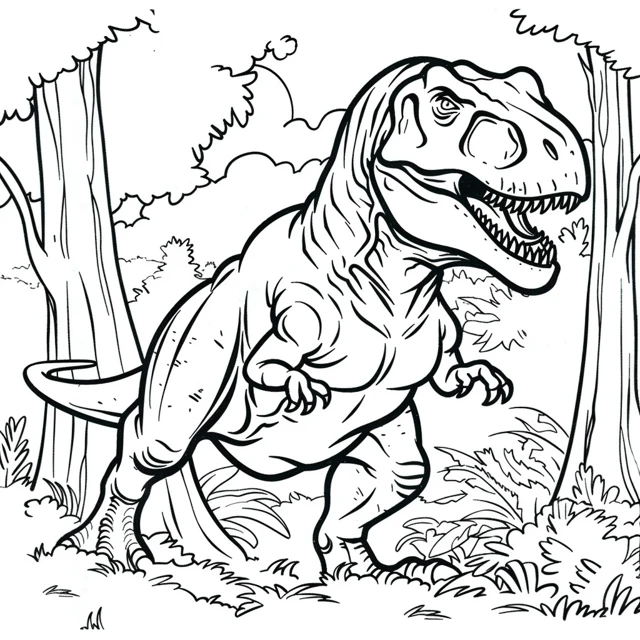 Dinosaurios 5 lindas páginas para colorear El Poderoso Tiranosaurio Rex