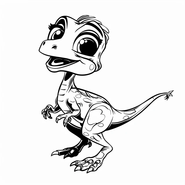 Dinosaurios 12 páginas para colorear kawaii lindas El Veloz Velociraptor