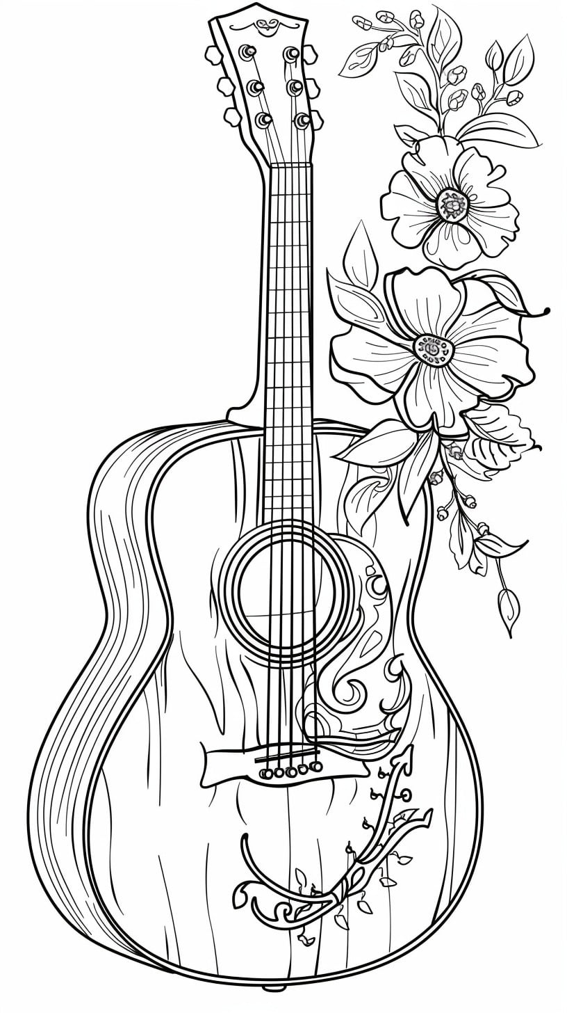 Instrumentos Musicales 2 páginas para colorear de árboles Instrumentos Musicales para Colorear gratis