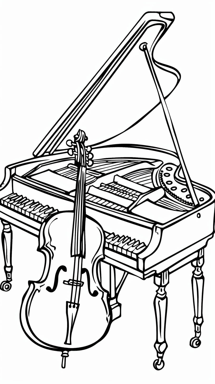 Instrumentos Musicales 11 Instrumentos Musicales para Colorear páginas para colorear fáciles 1