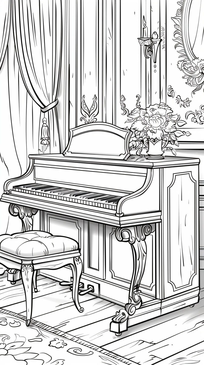 Instrumentos Musicales 10 páginas para colorear lindas y fáciles de Instrumentos Musicales para Colorear