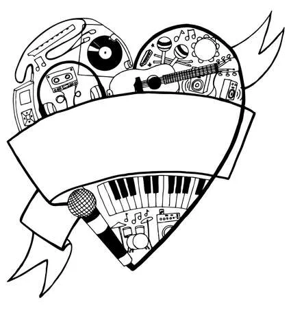Instrumentos Musicales 130 páginas para colorear para imprimir gratis Instrumentos Musicales para colorear 1