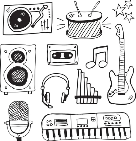 Instrumentos Musicales 126 páginas para colorear para Instrumentos Musicales para colorear 1
