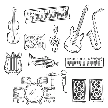 Instrumentos Musicales 125 colorear páginas de Instrumentos Musicales para colorear