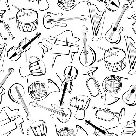 Instrumentos Musicales 123 páginas para colorear fáciles de Instrumentos Musicales para colorear 1