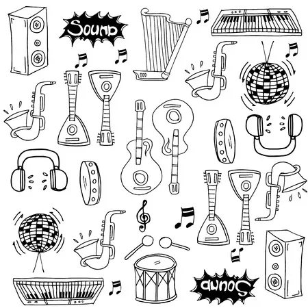 Instrumentos Musicales 122 felices páginas para colorear Instrumentos Musicales para colorear 1