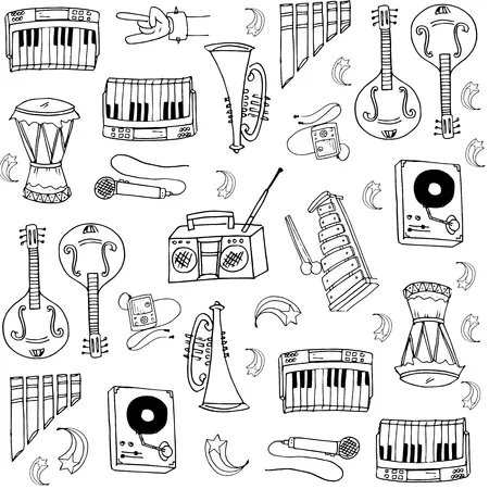 Instrumentos Musicales 121 páginas para colorear imprimibles Instrumentos Musicales para colorear para adultos 3