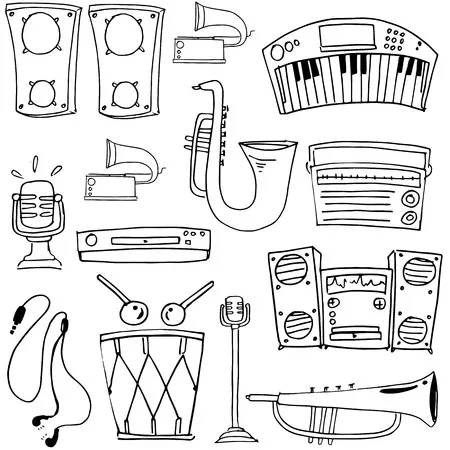 Instrumentos Musicales 119 Instrumentos Musicales para colorear páginas para colorear para adultos 7