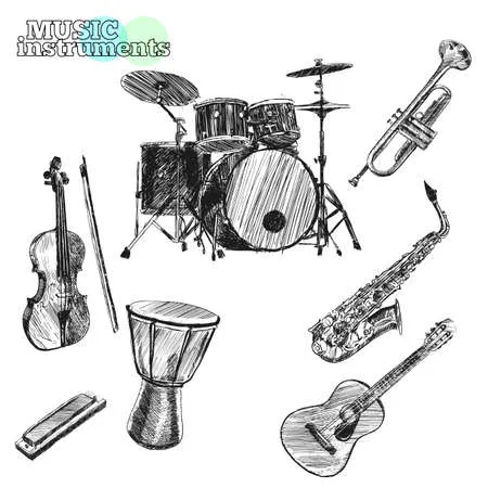 Instrumentos Musicales 115 páginas para colorear para Instrumentos Musicales para colorear