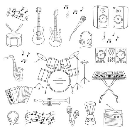 Instrumentos Musicales 114 Instrumentos Musicales para colorear páginas para colorear para imprimir gratis 1