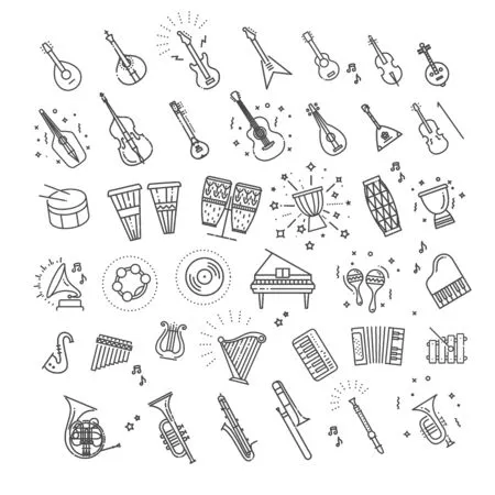Instrumentos Musicales 100 páginas para colorear Instrumentos Musicales para colorear imprimibles gratis 3