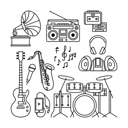 Instrumentos Musicales 90 Instrumentos Musicales para colorear páginas para colorear para imprimir gratis