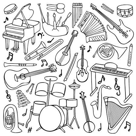 Instrumentos Musicales 89 páginas para colorear gratis Instrumentos Musicales para colorear para niños