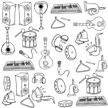 Instrumentos Musicales 85 páginas para colorear detalladas de Instrumentos Musicales para colorear para adultos 1