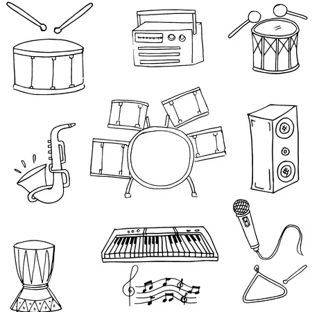 Instrumentos Musicales 84 páginas para colorear imprimibles gratis Instrumentos Musicales para colorear