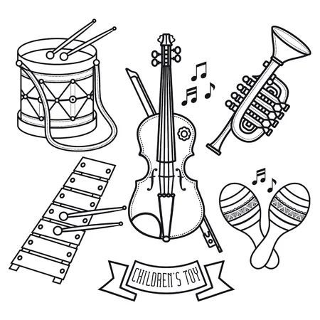 Instrumentos Musicales 79 para colorear Instrumentos Musicales para colorear 2