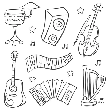 Instrumentos Musicales 77 páginas para colorear Instrumentos Musicales para colorear imprimibles
