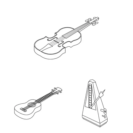 Instrumentos Musicales 76 Instrumentos Musicales para colorear páginas para colorear fáciles 1
