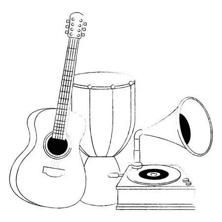 Instrumentos Musicales 75 páginas para colorear lindas y fáciles de Instrumentos Musicales para colorear