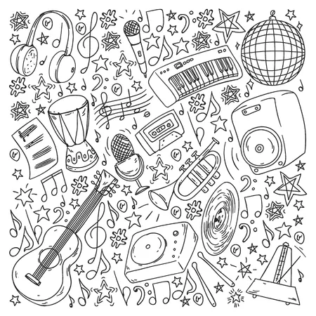 Instrumentos Musicales 72 Instrumentos Musicales para colorear páginas para colorear gratis 7
