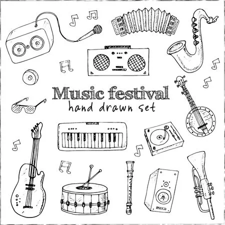 Instrumentos Musicales 66 Instrumentos Musicales para colorear adornos para colorear