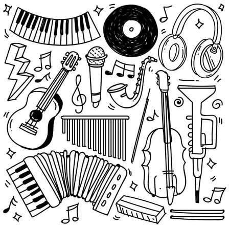Instrumentos Musicales 65 Instrumentos Musicales para colorear páginas para colorear para adultos 2