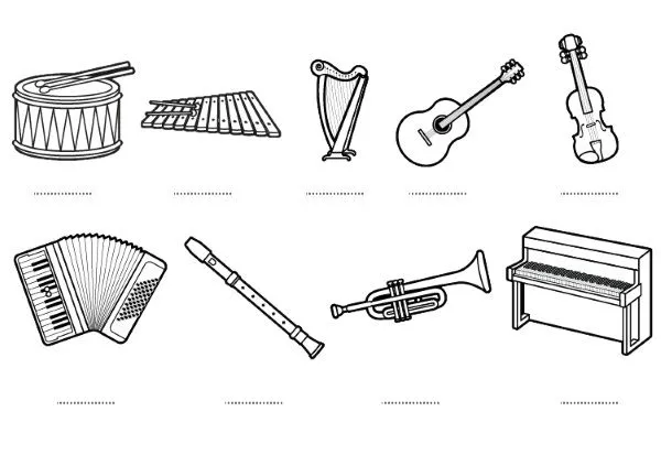 Instrumentos Musicales 46 páginas para colorear Instrumentos Musicales para colorear imprimibles gratis