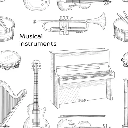 Instrumentos Musicales 42 Instrumentos Musicales para colorear páginas para colorear pdf