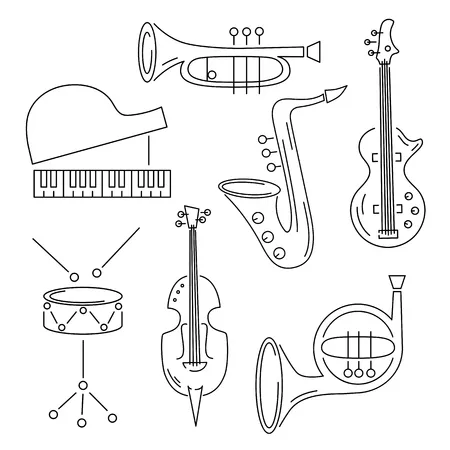 Instrumentos Musicales 40 Instrumentos Musicales para colorear páginas para colorear gratis 3