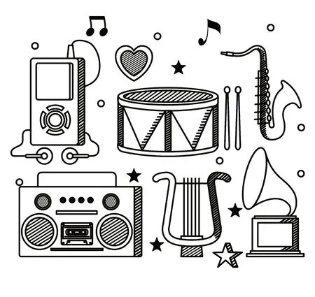 Instrumentos Musicales 38 páginas para colorear imprimibles Instrumentos Musicales para colorear 2