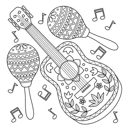 Instrumentos Musicales 31 páginas para colorear de árboles Instrumentos Musicales para colorear gratis 1