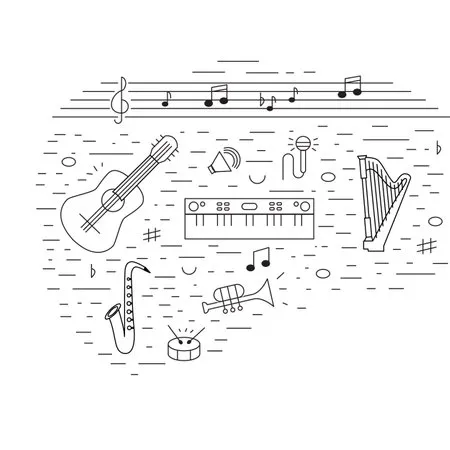 Instrumentos Musicales 30 páginas para colorear imprimibles Instrumentos Musicales para colorear 1