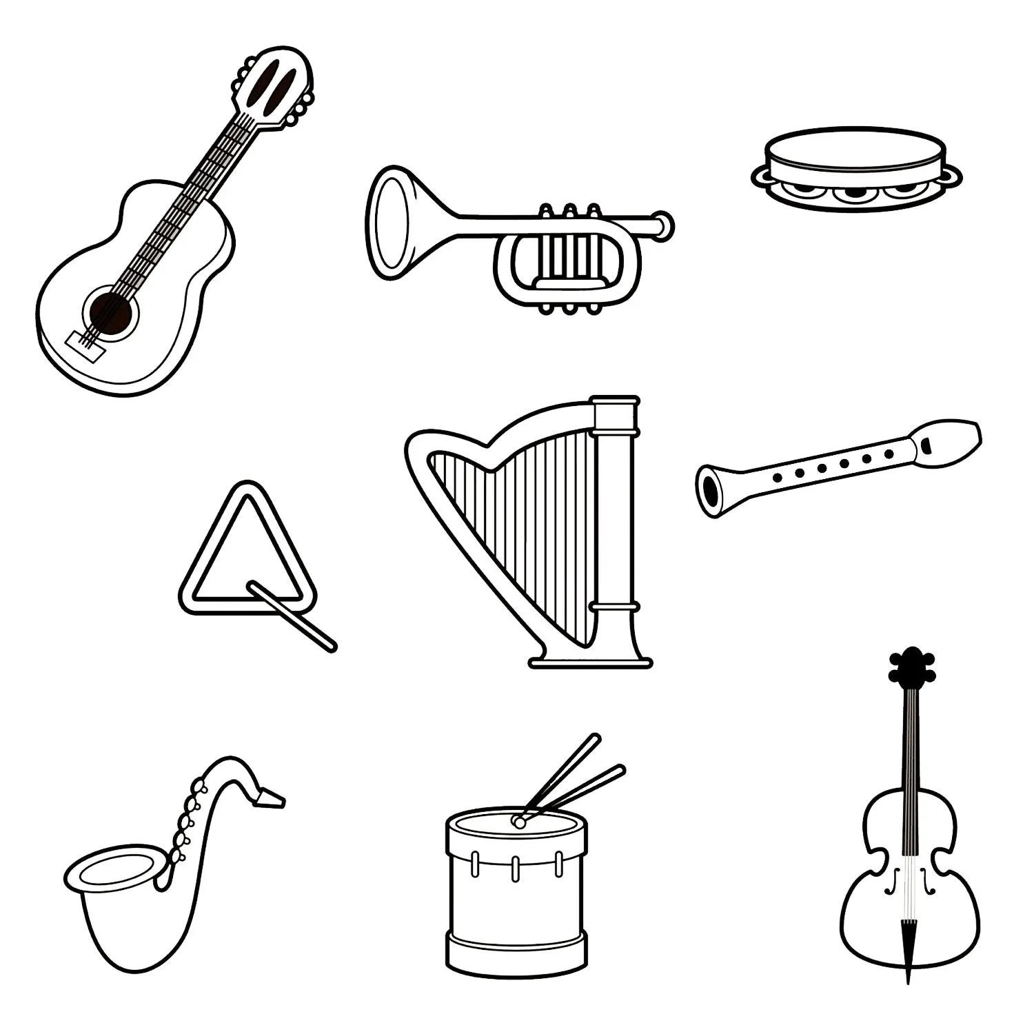 Instrumentos Musicales 23 páginas para colorear kawaii lindas Instrumentos Musicales para colorear 1