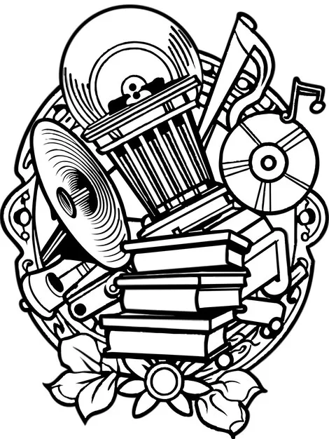 Instrumentos Musicales 200 páginas para colorear lindas y fáciles de Instrumentos Musicales para colorear 6