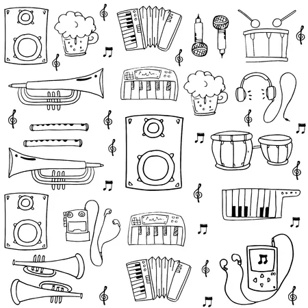 Instrumentos Musicales 198 páginas para colorear gratis Instrumentos Musicales para colorear para adultos 3