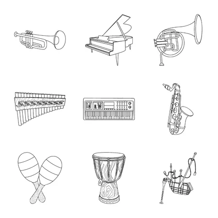 Instrumentos Musicales 196 Instrumentos Musicales para colorear páginas para colorear para adultos 9