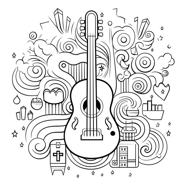Instrumentos Musicales 181 páginas para colorear imprimibles Instrumentos Musicales para colorear 6
