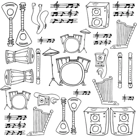 Instrumentos Musicales 162 Instrumentos Musicales para colorear páginas para colorear 2