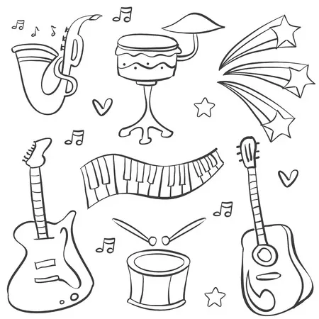 Instrumentos Musicales 156 páginas para colorear lindas y fáciles de Instrumentos Musicales para colorear 2