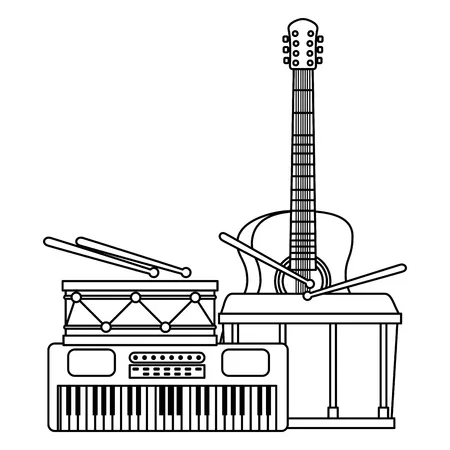 Instrumentos Musicales 150 páginas para colorear gratis Instrumentos Musicales para colorear 5
