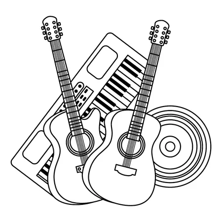 Instrumentos Musicales 149 Instrumentos Musicales para colorear adornos para colorear 2