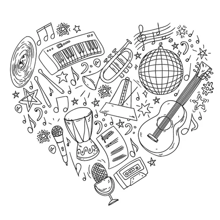 Instrumentos Musicales 147 Instrumentos Musicales para colorear páginas para colorear gratis 9